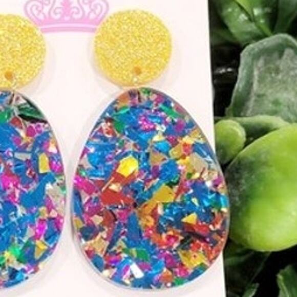 Confetti Easter Egg Dangles Earrings - Picture 2 of 2